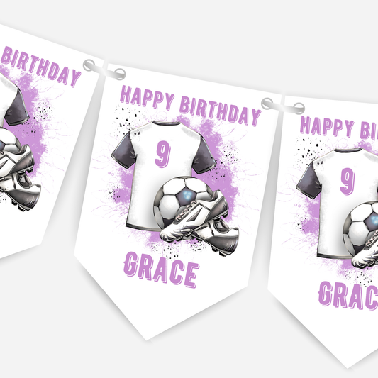 Football Birthday Bunting – Blue-Pink - Green - Red – B252