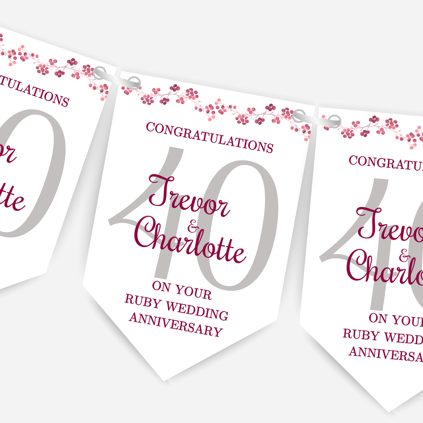 Ruby 40th Wedding Anniversary Bunting - B138
