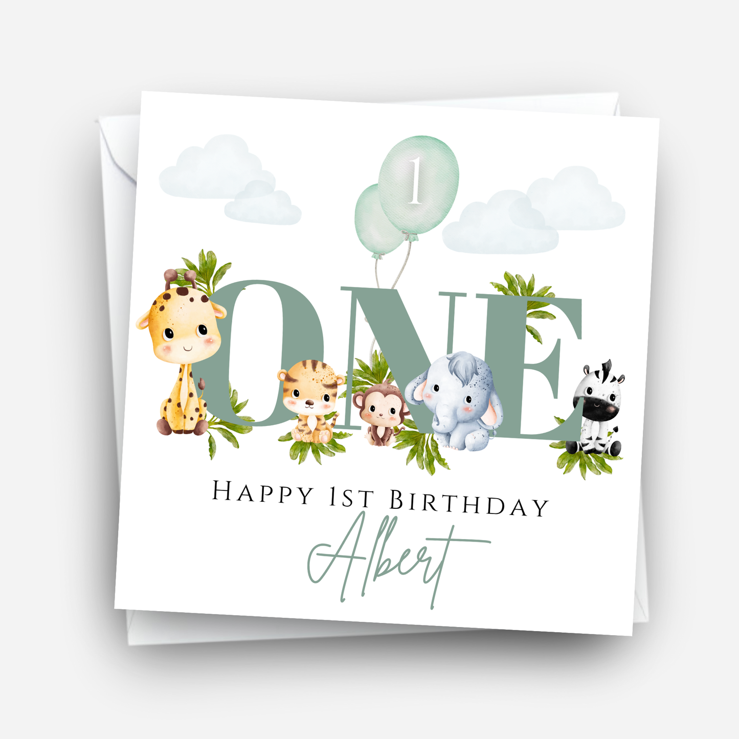 Cute Safari 1st Birthday Card - C102