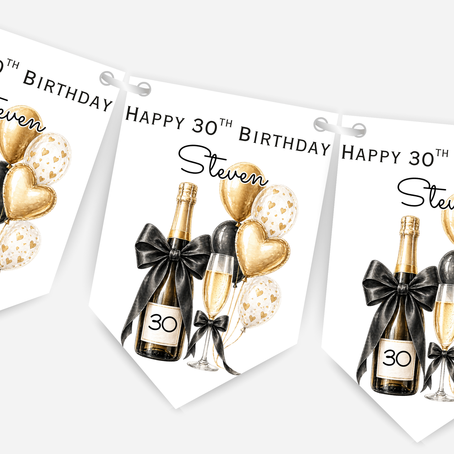 Champagne and Balloons Party Bunting in Five Colours - B296