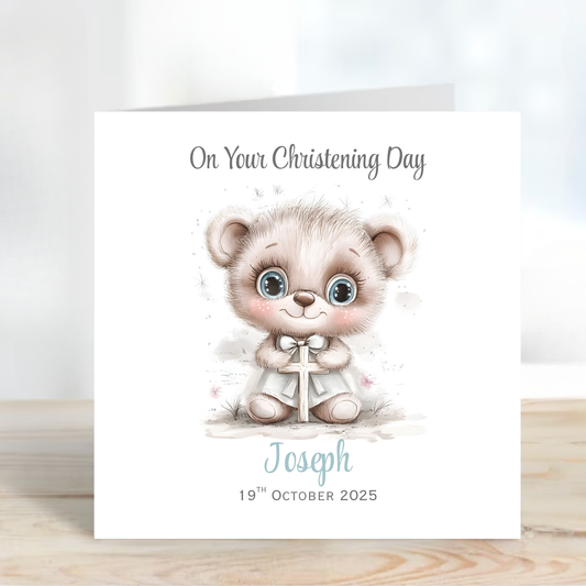 Christening or Baptism Teddy Card - C546