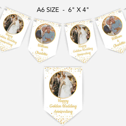 Golden Wedding Anniversary Photo Smaller Bunting - S156