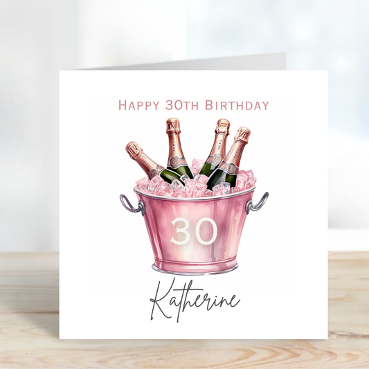 Ice Bucket of Pink Fizz Birthday Card - C643