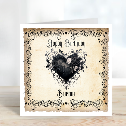 Stunning Gothic Style Black Heart Card - C150
