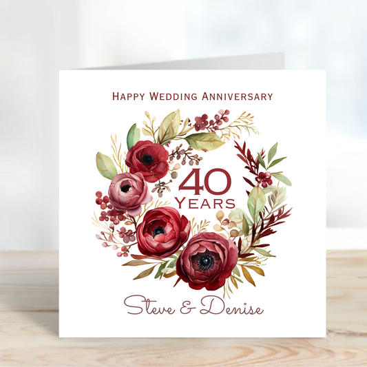 Ruby 40th Wedding Anniversary Card - C681