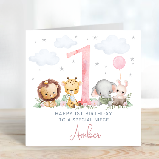 Any Age Cute Safari Animal Card - C125