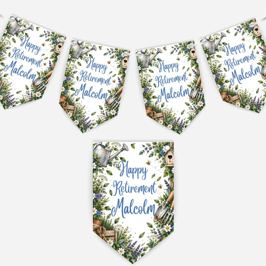 Retirement or any occasion bunting, pretty garden design - B332