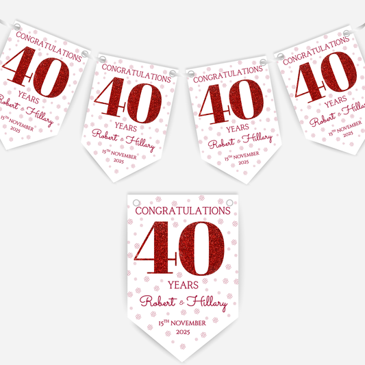 Ruby Wedding Anniversary Bunting - B242