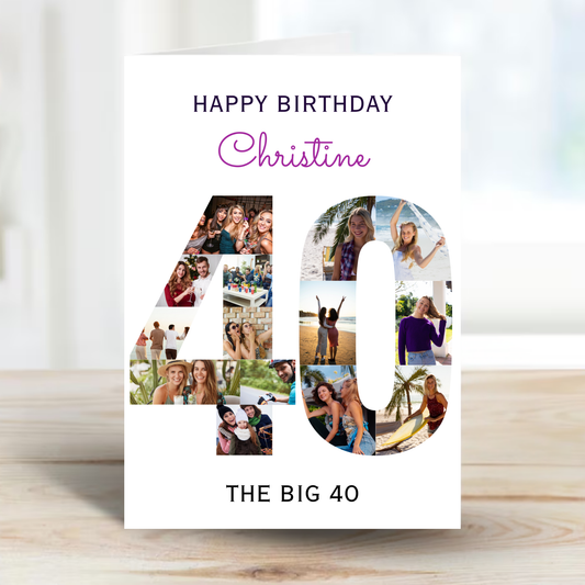 The Big 40 Photo Collage Birthday Card - PC11