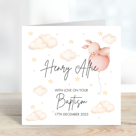 Christening & Baptism Cute Rabbit Card - C134