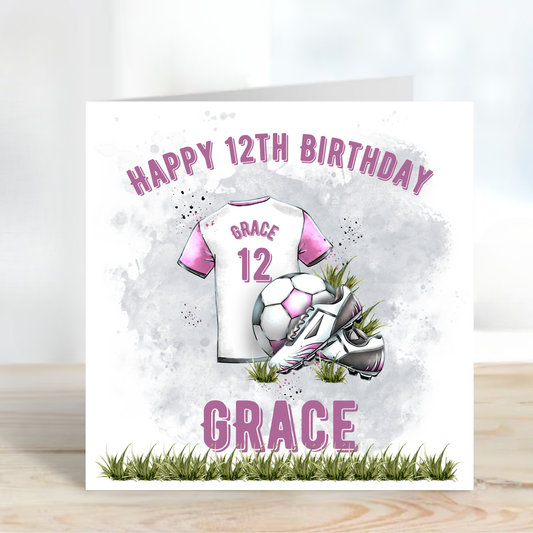 Pink Football Themed Birthday Card - C504