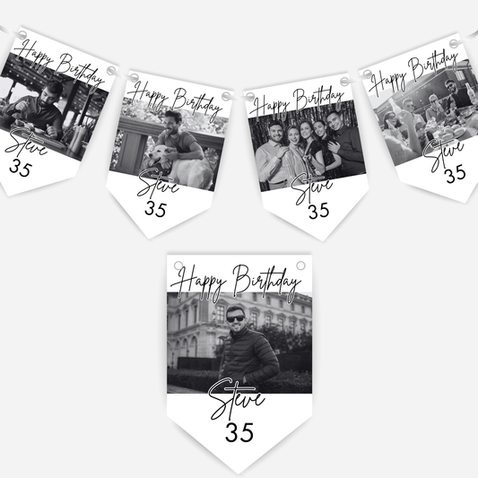 Black & White Birthday Photo Bunting - B169