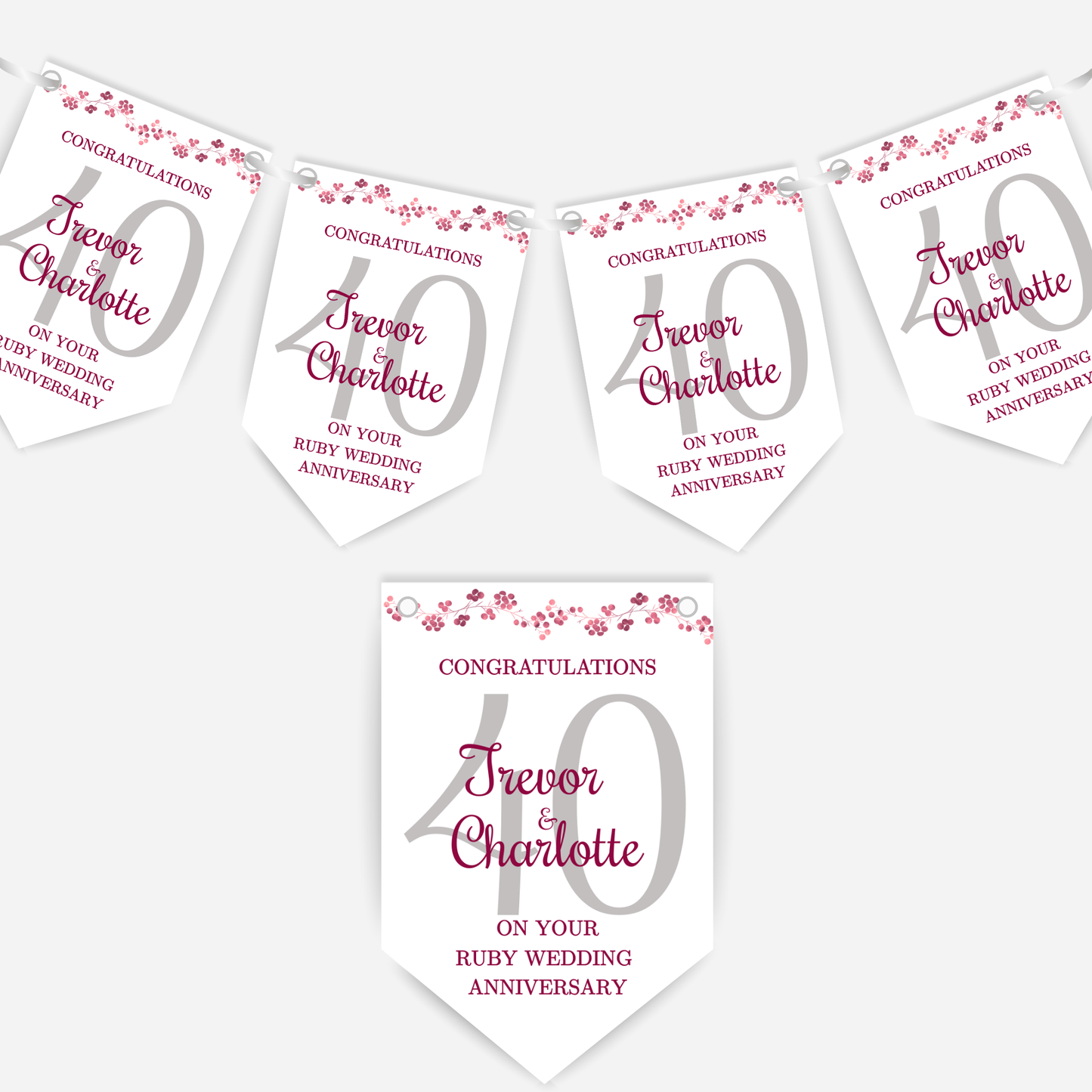 Ruby 40th Wedding Anniversary Bunting - B138