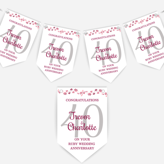 Ruby 40th Wedding Anniversary Bunting - B138