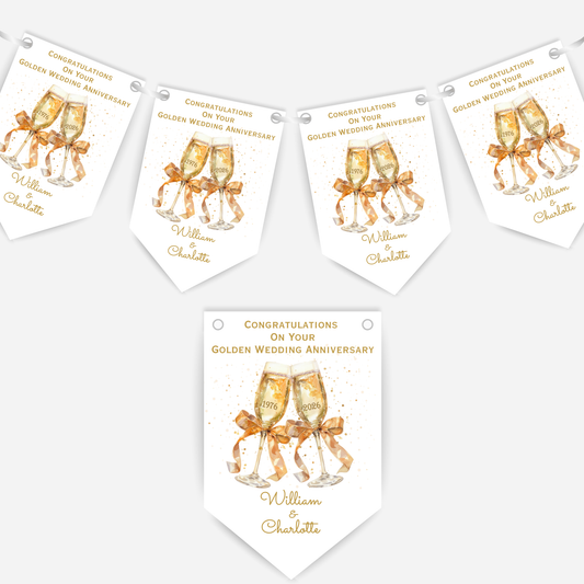 Golden Wedding Anniversary Bunting - B261