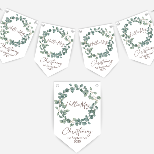 Christening or Baptism Foliage Bunting - B107