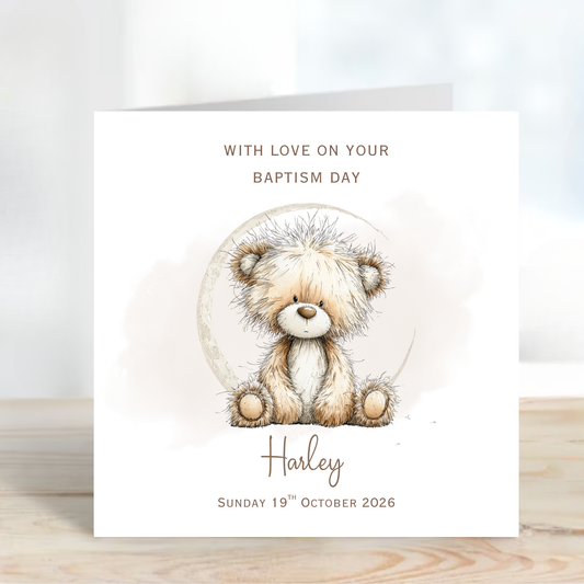 Christening or Baptism Neutral Cute Teddy Design - C852