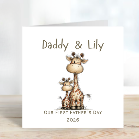 First Fathers Day Card - Cute Giraffe Design - C794