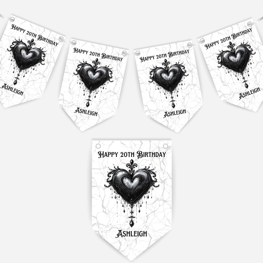 Gothic Style Black Lace Heart Bunting - B214