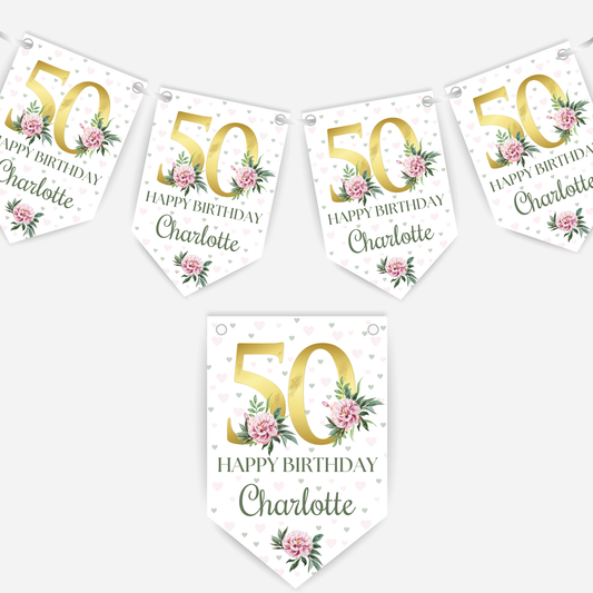 Elegant Floral Number Bunting
