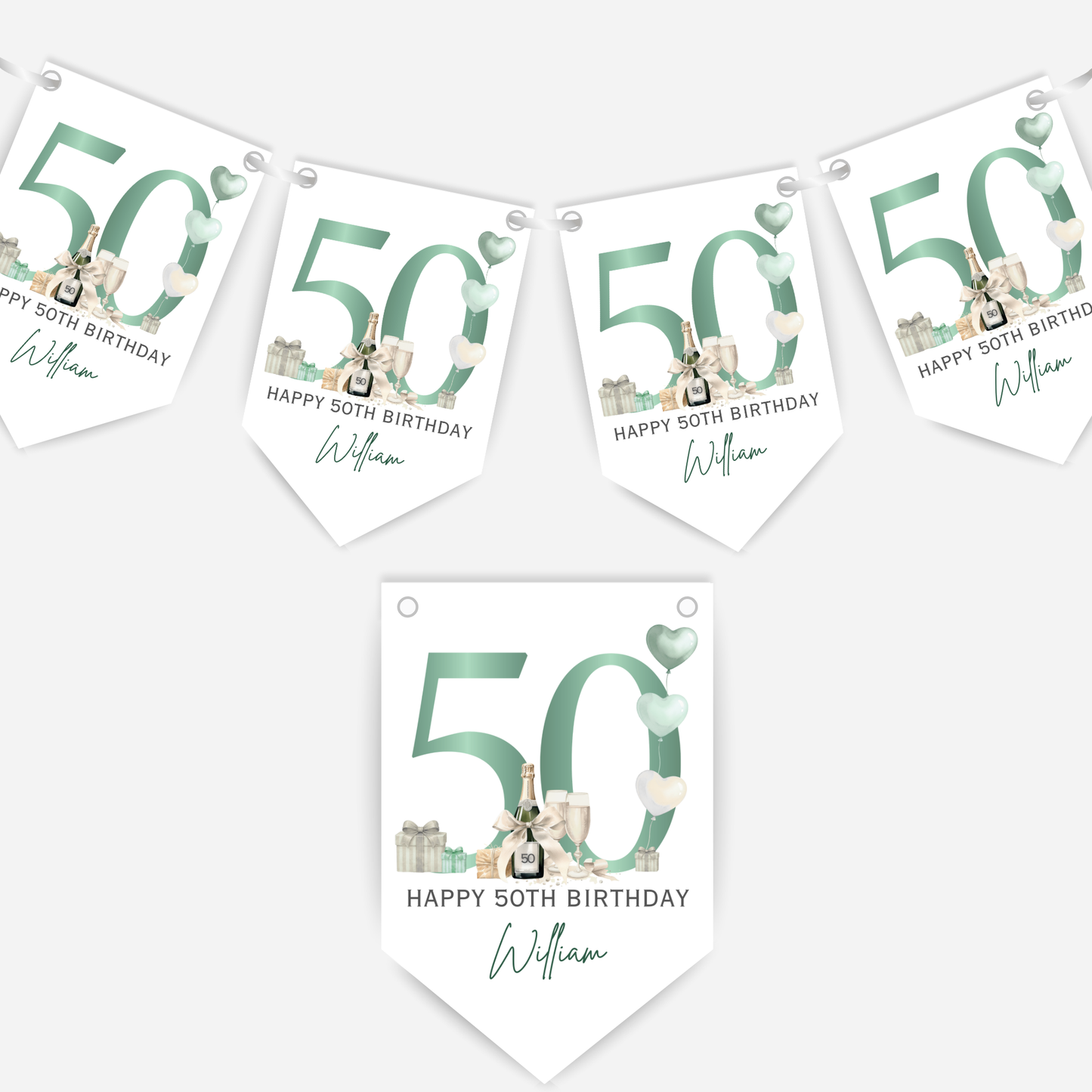 Gorgeous Party Bunting in Five Colours Any Age - B274