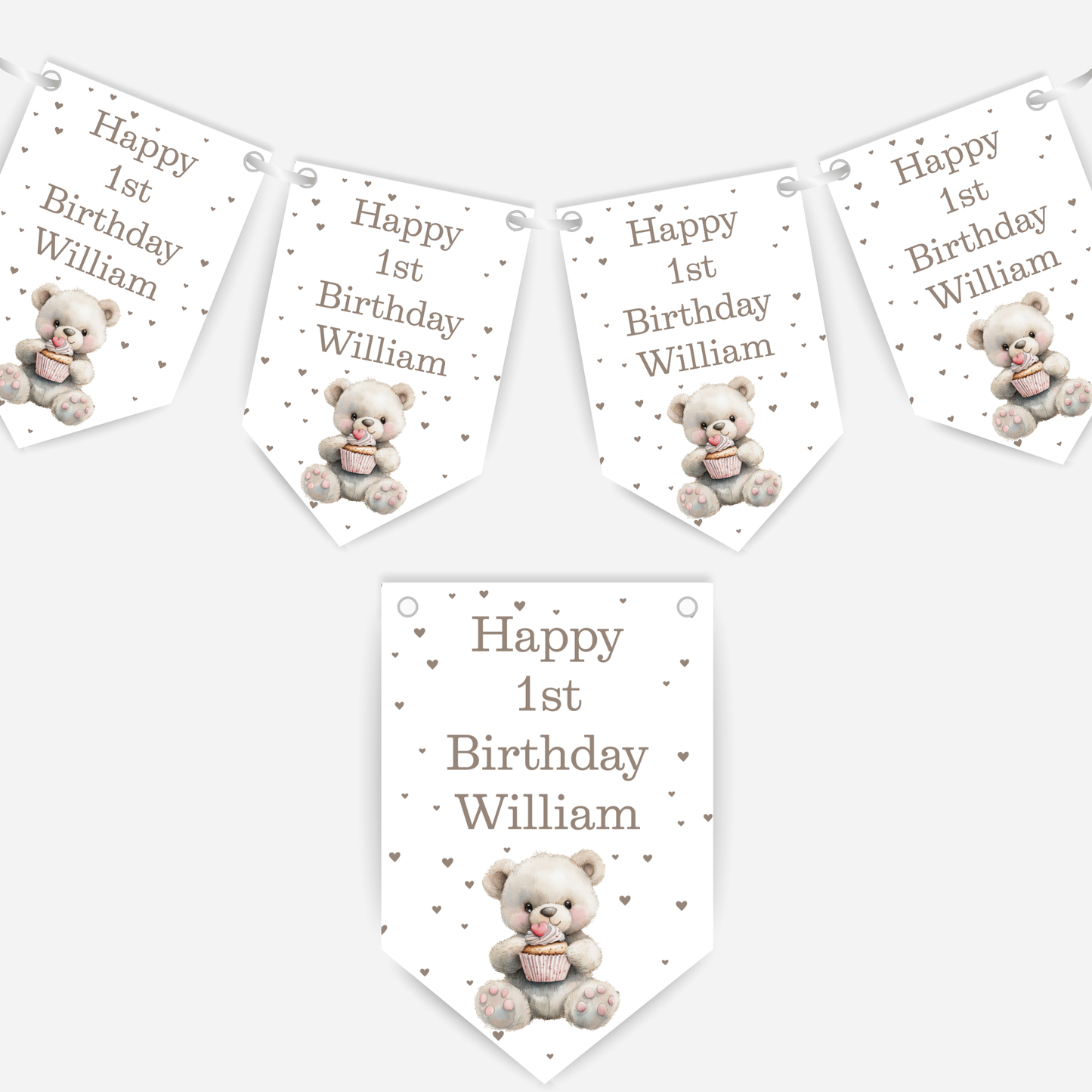 Cute Teddy 1st Birthday Bunting - B142