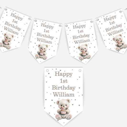 Cute Teddy 1st Birthday Bunting - B142