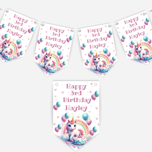 Cute Unicorn & Balloons Bunting - B121