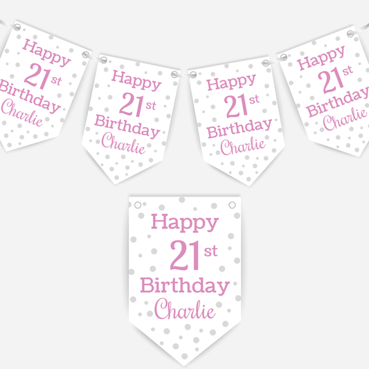 Pink Polka Dot Birthday Bunting - B126