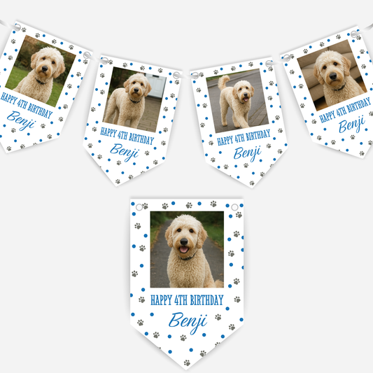 Dog Birthday Photo Bunting In Blue - B212