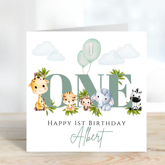 Cute Safari 1st Birthday Card - C102