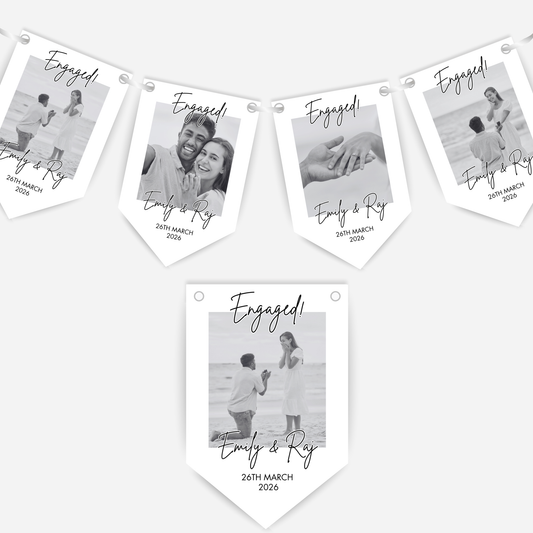 Black and White Photo Engagement or Wedding Bunting - B278
