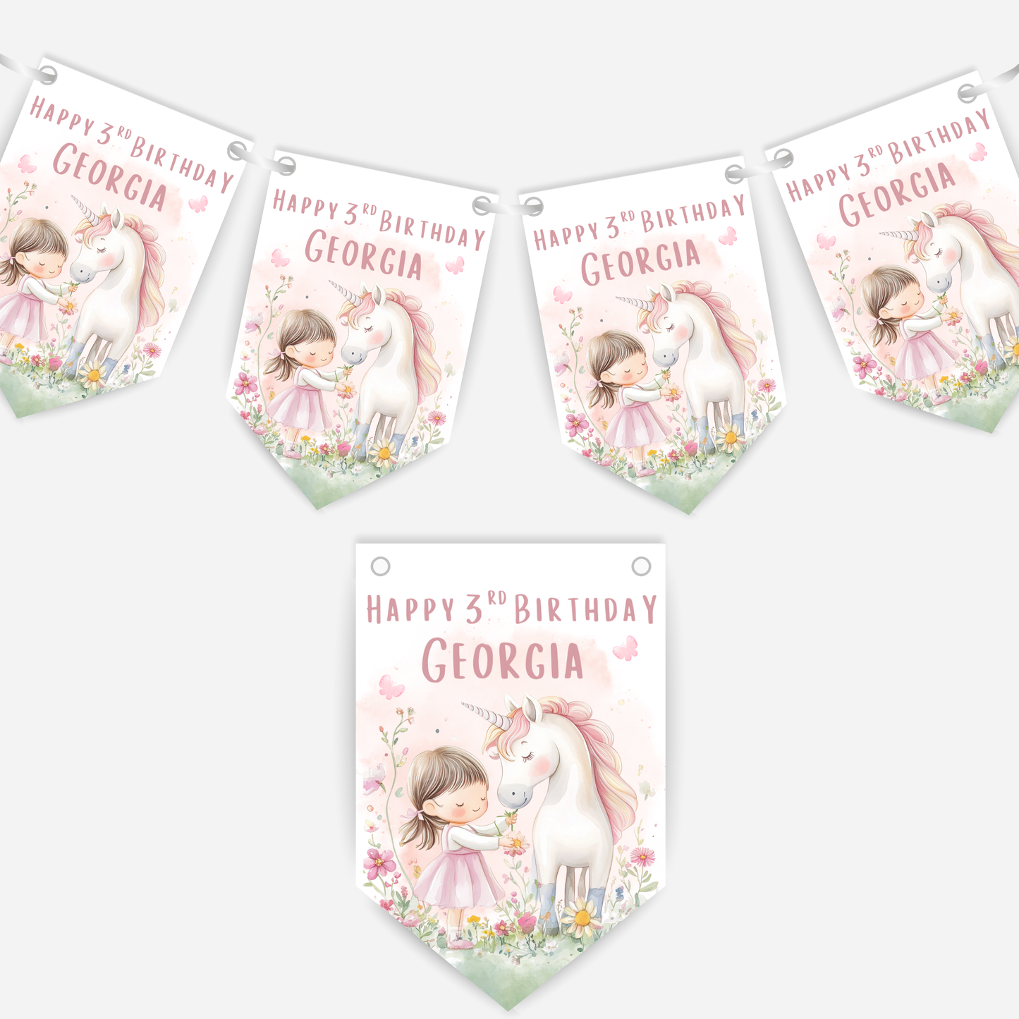 Cute Unicorn and Girl Bunting - B182