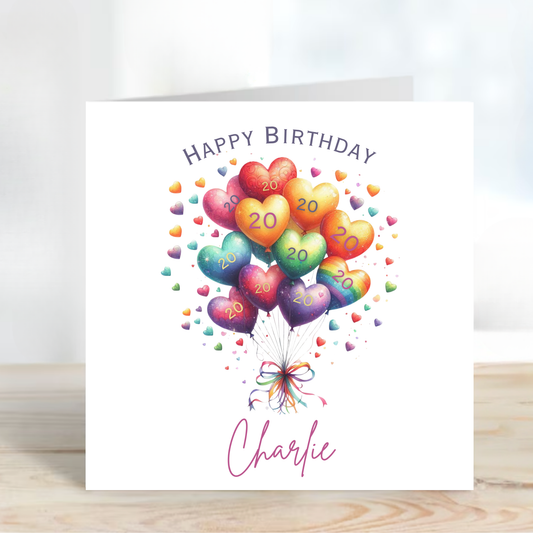 Rainbow Birthday Balloons Card - C679