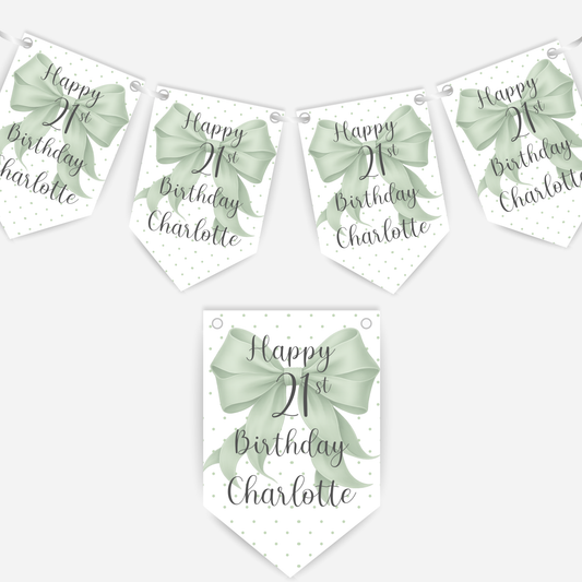 Pretty Sage Green Bow Bunting - B276