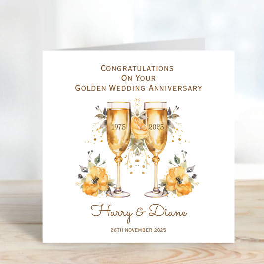 Golden- 50th Wedding Anniversary Card - C683