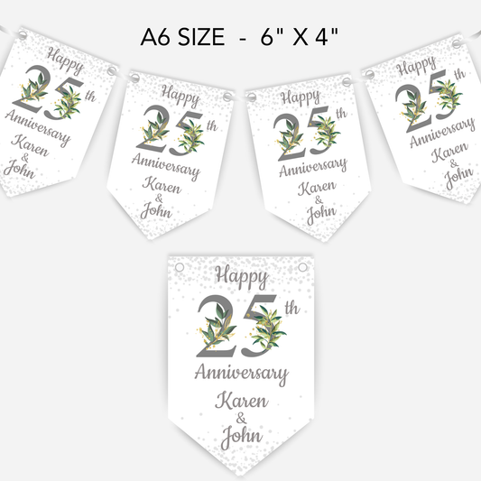 Silver Wedding Anniversary Smaller Bunting - S103