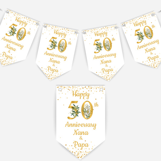 Golden Wedding Anniversary Bunting - B102