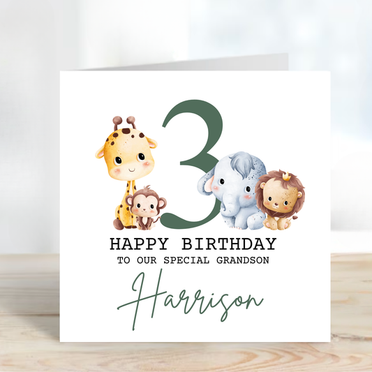 Cute Safari Animal Birthday Card - C506
