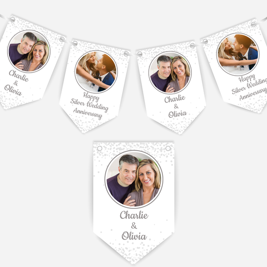 Silver 25th Wedding Anniversary Photo Bunting - B157