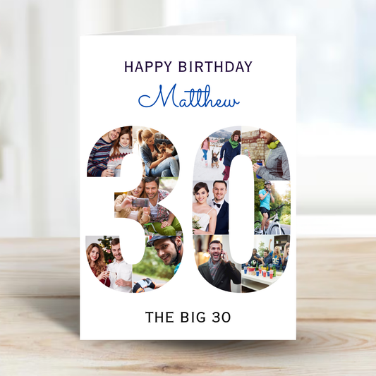 The Big 30 Photo Collage Birthday Card - PC03