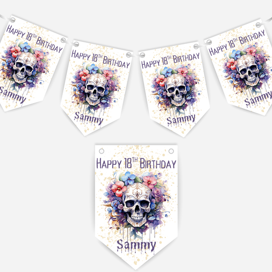 Gothic Style Skull & Flowers Bunting - B168
