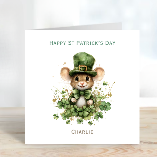 St Patrick's Day Cute Mouse Card - C810