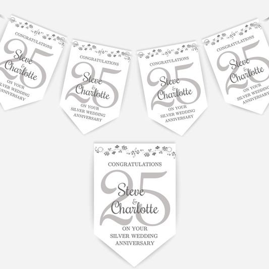 Silver Wedding Anniversary Bunting - B137
