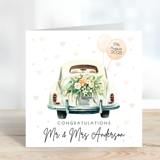 Wedding Car and Balloons Card - C112