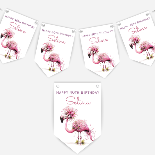 Crazy Pink Flamingo Birthday Bunting - For Any Age – B199