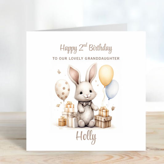 Bunny and presents Birthday Card - C558
