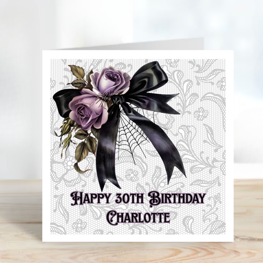 Stunning Gothic Style Black Bow Card - C835