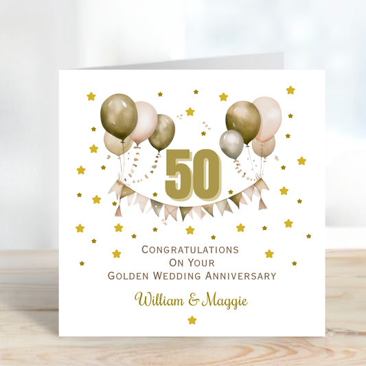 Golden- 50th Wedding Anniversary Card - C680