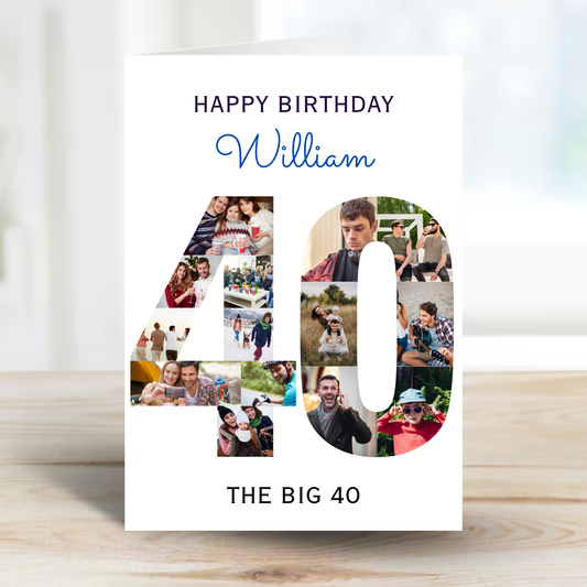 The Big 40 Photo Collage Birthday Card - PC50